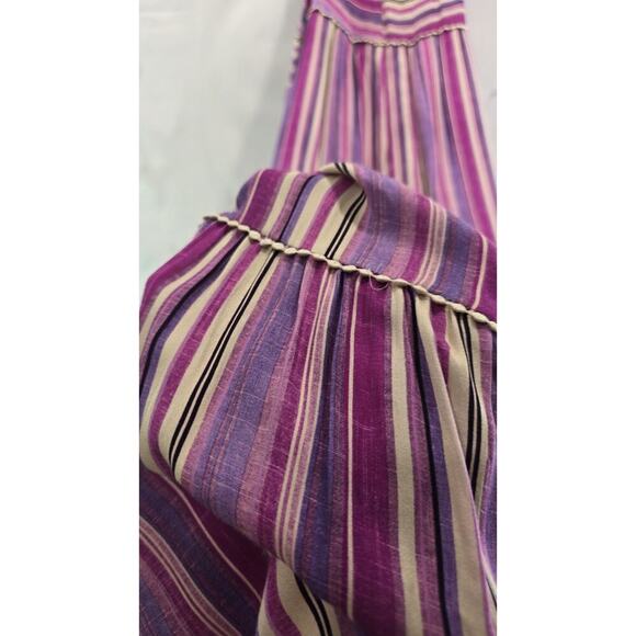 Anthropologie Dress Womens Small Purple Striped Maxi Boho Cover Up Tiered - Picture 14 of 15